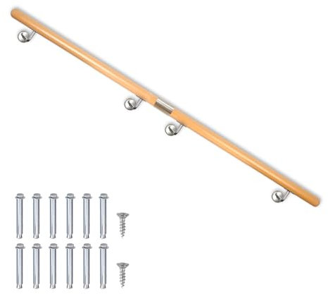 Buche Holz Handlauf Treppengeländer Geländer für Treppe Treppe Wandhandlauf Wand Treppe seitliche Montage Auswahl Länge 80-500 cm V2Aox, Länge:300 cm