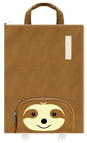 Borsa portadocumenti portatile formato A4, con cerniera, con manico, per ufficio, scuola, lavoro, viaggi, conferenze, 37 x 27 cm (bradipo)