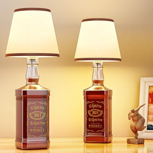 Eclipterra Cordless Bottle Lamp Shade Wireless RGB LED Wine Bottle Lamp with 3 Color Temperature 5000mAh Battery Portable Table Lamp for Indoor Outdoor Dining Bedroom with Remote (Beige, 2 Pack)