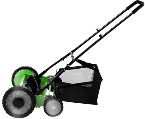 Qussse Tondeuse à gazon manuelle, tondeuse hélicoïdale manuelle avec panier collecteur, largeur de coupe 50 cm, hauteur de coupe réglable 3,4 à 6,4 cm, pour tondre la pelouse dans les villas, parcs et