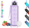 Gourde 1.5L, Gourde Sport avec Filtre, Gourde Motivation avec Marqueur de Temps, Gourdes de Camping et Randonnée, anti Fuite, Facile à Nettoyer, Gourde Adulte pour Running, Vélo, Musculation, Cámping