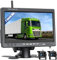 SIXTOP Rückfahrkamera mit 7 Zoll IPS Monitor, IP68 wasserdichte Nachtsicht Auto Front&Rückfahrkamera, 2 kabelloses Kameraset, 1/2 geteilter Bildschirm(12V-36V) Einparkhilfe für LKW/Anhänger/Bus/Van
