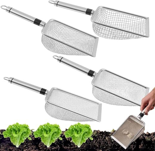 Garden Sieve With Handle, Stainless Steel Compost Sieve, Portable Soil Sieve Compost Sifter, Use for Lawn Garden Dirt Beach Potting Sand Activities