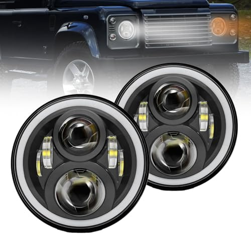 ANEELV 7 Zoll LED Scheinwerfer mit Halo-TFL & Blinker, 5000 Lumen, für Land Rover Defender 90/110 (83-15), Range Rover County (95) & Jeep Wrangler (TJ/JK/LJ/CJ, 76-15)