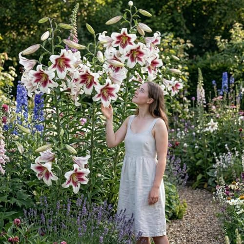 Baum Riesen Lilien Zwiebeln Winterhart Mehrjährig 3 Stück Beverly Dreams | Baumlilie Sorte Beverly Dreams mit rosa Blüten, große Blumenzwiebeln, mehrjährig aus Holland, Sommerblüher