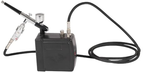 Mini Airbrush Set mit Double-Action Pistole – Einstellbarer 2–15 PSI Druck, Tragbares ABS Airbrush Kit mit Kompressor, für Modellbau, Nail Art & DIY Projekte (Schwarz)