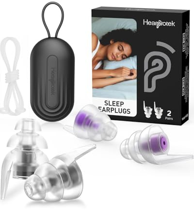 Hearprotek Ohrstöpsel zum Schlafen, 36dB Gehörschutz Schlafen, 2 Paar Lila | Weiche Silikon Lärmschutz ohrenstöpsel für die Nacht, Schnarchen & Seitenschläfer – 2 Größen, für Flugzeug, Konzert & Arbeit