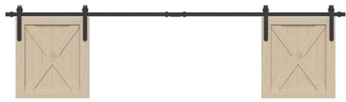 Juego de herrajes para puertas correderas de 200 cm para puertas de armario, sistema de puerta corredera de acero al carbono para puertas dobles, sistema de rieles para puertas correderas 22-25 mm