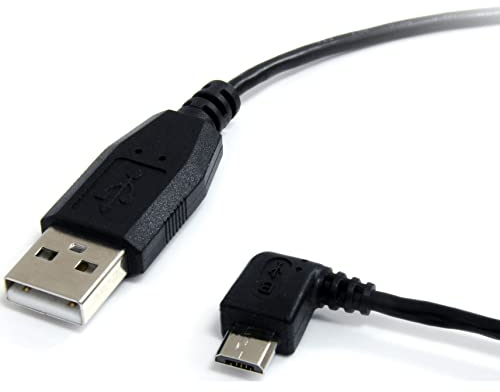 StarTech.com UUSBHAUB1LA 1 ft (0.3 m) USB to Micro USB Cable, USB 2.0 A to Left Angle Micro B, Black, Micro USB Cable