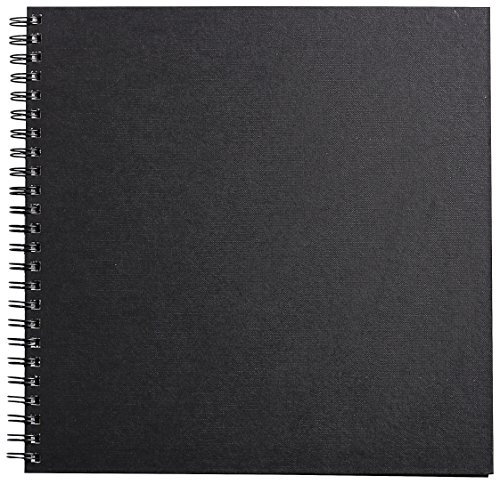 Clairefontaine – Ref. 34261C – Goldline Drahtgebundener Block (64 weiße Blätter) – 30,5 x 30,5 cm Größe, 140 g/m² Papier, quadratisches Layout – schwarzer Einband – geeignet für Trockentechniken