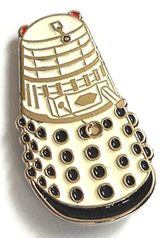 Brosche aus Metall-Emaille, Dalek von Doctor Who, weiß
