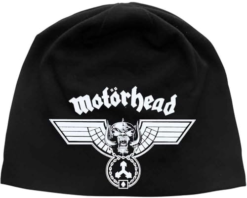 Motorhead Hammered Logo Black White Beanie Hat Official Mens Womens Cap Lemmy
