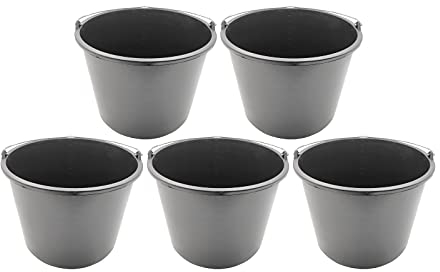 5X Baueimer DEWEPRO® - Mörteleimer - Putzeimer - Extra stabil mit Henkel und Skalierung - 16l, 16 Liter