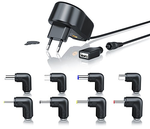 CSL - Universal Power Netzteil - Universal Ladegerät - 9 Verschiedene Adapter-Aufsätze inkl. USB, Mini und microUSB - 5-15V DC frei wählbar - Schutz vor Überlast, Überspannung und Kurzschluss -