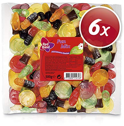 Red Band Fun Mix 500 g Beutel – 6er Pack | Fruchtgummi und Lakritz