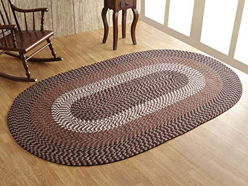Better Trends Geflochtener Teppich, Alpine Braid Collection – strapazierfähig, schmutzabweisend, wendbarer Innenteppich, 100% Polypropylen, lebendige Farben, oval, 122 x 182,9 cm, Burgunderrot