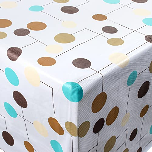 Jazooli Large Tablecloth, Wipe Clean PVC Vinyl, Waterproof & Heat Resistant, Dining Kitchen Table Cover Protector Sheet Washable Wipeable, 140cm x 240cm, Circles & Lines