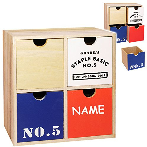 alles-meine.de GmbH 3 Stück Aufbewahrungsboxen/Schubladenboxen/Kommoden/Holzboxen - Cargo - Shabby Chic/Nostalgie - inkl. Name - mit 4 Schubladen - Schubfächern - a..
