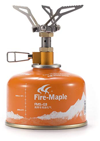 Fire-Maple FMS-300T Ultralight Titanium Backpacking Camping Gas Stove | 2600W Pocket Backpacking Cooking Folding Burner | Outdoor Trekking Hiking Fishing (Orange)