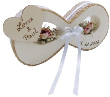 Hochzeit Ringkissen Ringhalter Holz Unendlichkeitszeichen für Eheringe mit Namen