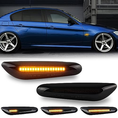 OZ-LAMPE LED Dynamic Side Indicator, 2Pcs Car Turn Signal Light Bulbs Canbus Error Free Side Repeater Marker Blinker Compatible for BMW E90 E91 E60 E61 E46 E36 E81 E82 E87 E88 E92 E93 E84 E83 E53