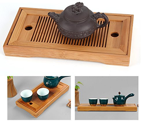 Bamboo Serving Tray, Bamboo Tea Tray Chinese Gongfu Tea Mini Serving Table for Teahouse Home Office