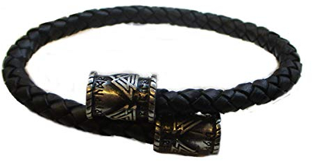 Leder-Armspange Wotans-knoten schwarz Armreifen Armschmuck Echtleder ca. 0,6 cm Durchmesser