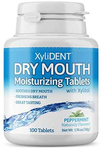 Nature's Stance XyliDENT Xylitol-Tabletten zur Linderung von trockenem Mund – stimuliert Speichel, erfrischt den Atem, reduziert die Säureproduktion, wirkt schnell wirkend, 100 Stück (Pepperminz)