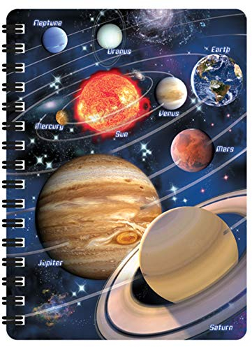 3D LiveLife Jotter - Unser Sonnensystem von Deluxebase. Linsenförmiges 3D Space A6 Spiralblock. Ein liniertes Notizbuch mit Kunstwerken, die vom bekannten Künstler David Penfound lizenziert wurden