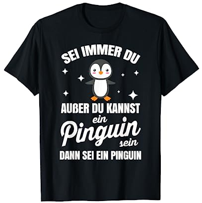 Pinguin T-Shirt Geschenk für Kinder, Damen, Herren und Mädchen - Schwarz, S - Unisex, Kurzarm, Casual, Tierdruck mit Pinguin-Design