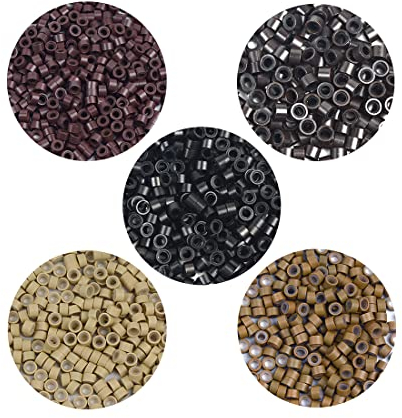 500 Stück 5mm Microrings Silikonringe Micro Links Ring Beads für Haarverlängerung(Blond)