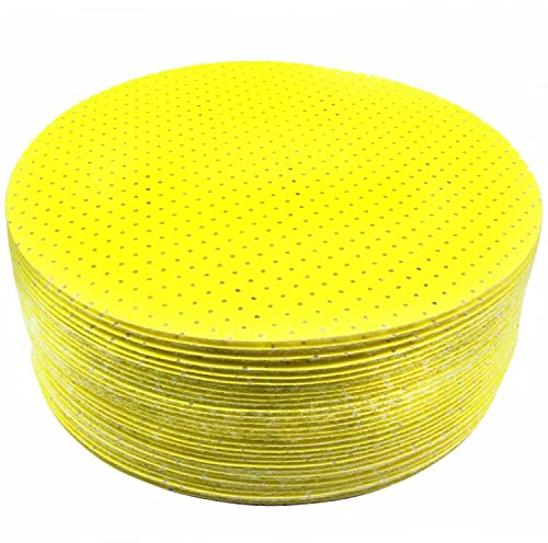 Lot de 15 disques abrasifs de 225 mm en jaune grain 180 feuilles abrasives autocollantes pour ponceuse à sec, ponceuse girafe, ponceuse murale, ponceuse de plafond