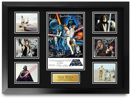 HWC Trading Star Wars New Hope Regali Stampati Autografo Firmato Presentazione Display Per Gli Appassionati Di Memorabilia Di Film - A2 Incorniciato