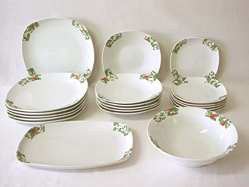 VAJILLA 20 PIEZAS 6 PERSONAS SEMIREDONDA PORCELANA ACEBO