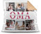 Foto-Kissen selbst gestalten - Oma wir lieben Dich - Collage mit 6 Fotos & Namen - Geschenk für die Beste Oma von Enkelkindern - inkl. Füllung, Farbkissen Rückseite Mokka, 40x40 cm