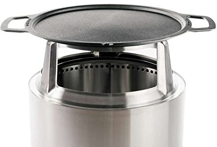 Solo Stove Gusseisen-Plancha mit Aufsatz für Bonfire Feuerschale | Grillplatte mit Edelstahl-Aufsatz, Umbau von Feuerstelle zu Grill, Zubehör für Feuerschale, Kochoberfläche: Ø 45 cm, 5,7 kg