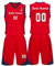 Benutzerdefiniert Basketball Trikots Kinder Herren mit Namen Nummber Logo Basketball Jersey Shirt und Shorts (rot)
