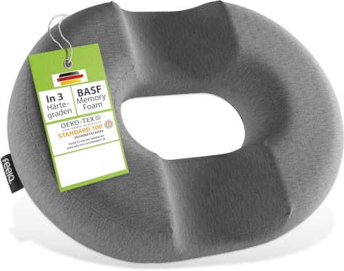 feela.® Orthopädisches Sitzring [3 Härtegrade] – Hämorrhoiden Sitzkissen mit Loch – nach OP & Geburt – Sitzring Steißbein Entlastung, Hämorriden Kissen, Sitzdonut – lindert Schmerzen (Hart)