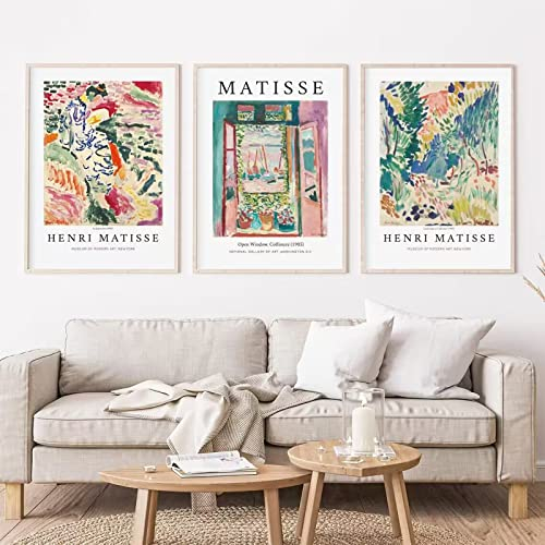 Henri Matisse Wandkunst Leinwand Henri Matisse Poster Matisse Landschaft Poster Matisse Fenster Drucke Henri Matisse Drucke Kunstausstellung Poster für Wanddekoration 40.6x61 cm (3 Stück) ungerahmt