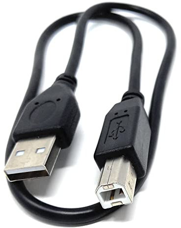 DRUT 50cm short USB A to B 2.0 24AWG High Speed Cable Lead for Printer, Scanner, Music Instrument 1.6ft Black Nickel Connectors