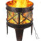 TLSUNNY Feuerschale 58 x 45 x 42 cm,Feuerkorb, Kamin mit Feuerschale Rund in Antik-Rost-Optik, Griff und Schürhaken, Mehrzweck-Feuerkorb für schöne Abende im Garten