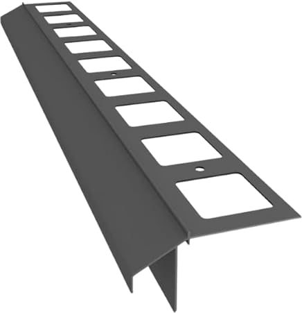 Renoplast® Perfil de aluminio para aleros K100R 200cm Grafito | Acabado de balcones | Suelos de baldosas sobre mortero adhesivo | Sistemas de drenaje de agua Perfil angular | Protección anticorrosión