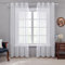 Deconovo Gardinen Weiß Vorhang Transparent Leinenoptik Ösenvorhang Voile Ösenschal Wohnzimmer, 229x140, Geometrie