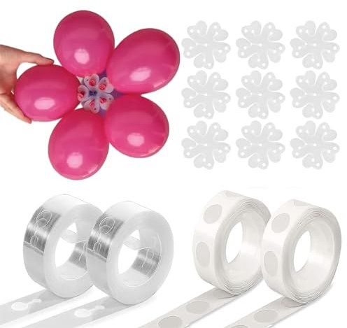 Millennium 14 Pcs Balloon Arch Tape Kit with 2 Balloon Arch Strips,2 Glue Dots & 10 Balloon Flower Clips for Birthday Party Decorations