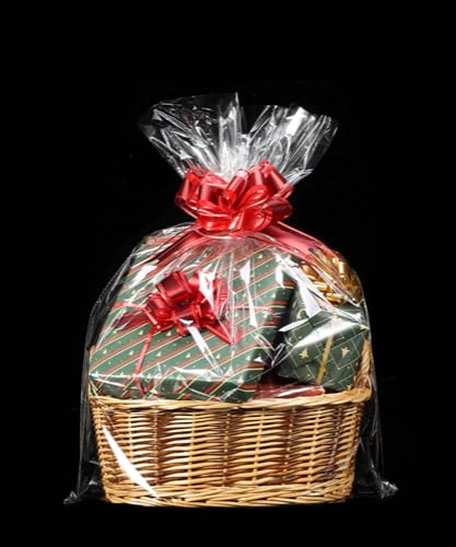 80CM x 120CM Große Cellophan Taschen für Geschenkkörbe und Transparent Körbe Taschen Large Cello Taschen für Weihnachten (10 Pcs)