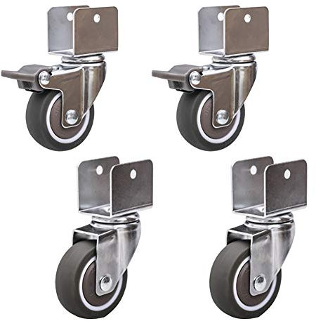 4er-Set – Universal-Drehmöbel mit Rollen und U-Halterung, 5,1 cm, 50 mm, 180 kg, geräuschloses Gummi-Kinderbett mit Bremse, leises Rollen für Babybett, Babybett, 16 mm, 18 mm, 20 mm, 25 mm