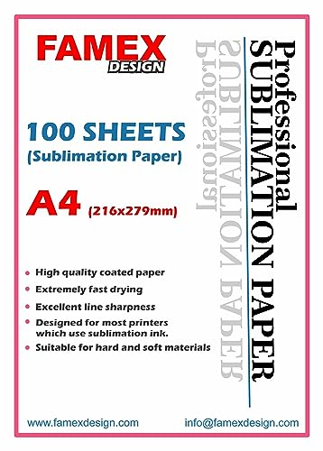 100-200-300 Premium Quality A4 Sublimation Paper for Mug Transfer and sub Heat Press (100)