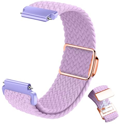 CeiBand Nylon Elastische Geflochtenes Armband, 20mm 22mm Magnete Gewebtes Sport Aatmungsaktive Uhrenarmbänder für Herren Damen - Helles Lila