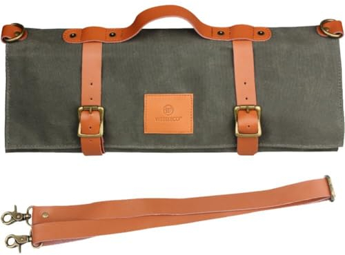 Borsa Per Coltelli Chef Con 11 Tasche in Tela Cerata Borsa Per Coltelli Chef Custodia Per Coltelli Custodia Per Coltelli Con Manico E Tracolla