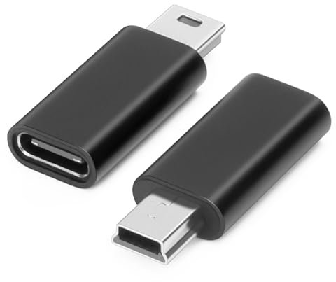AIYEEN Adaptador USB C a Mini USB (Paquete de 2), Adaptador USB-C Hembra a Mini USB Macho, Adaptador de Datos de aleación de Aluminio, Compatible con computadoras portátiles/tabletas, Unidad Flash